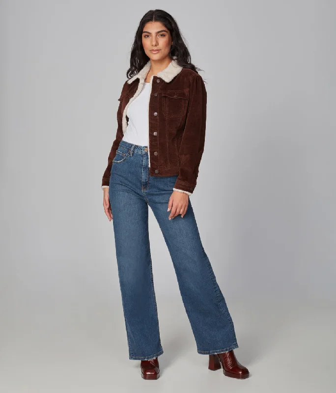 Women's Date Night Outfit GABRIELLA-SCB Corduroy Sherpa Jacket