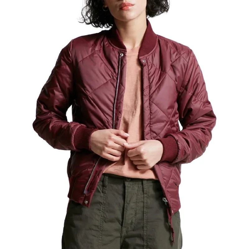 Women's Charming Outfit For Events Neil Bomber Jacket In Burgundy