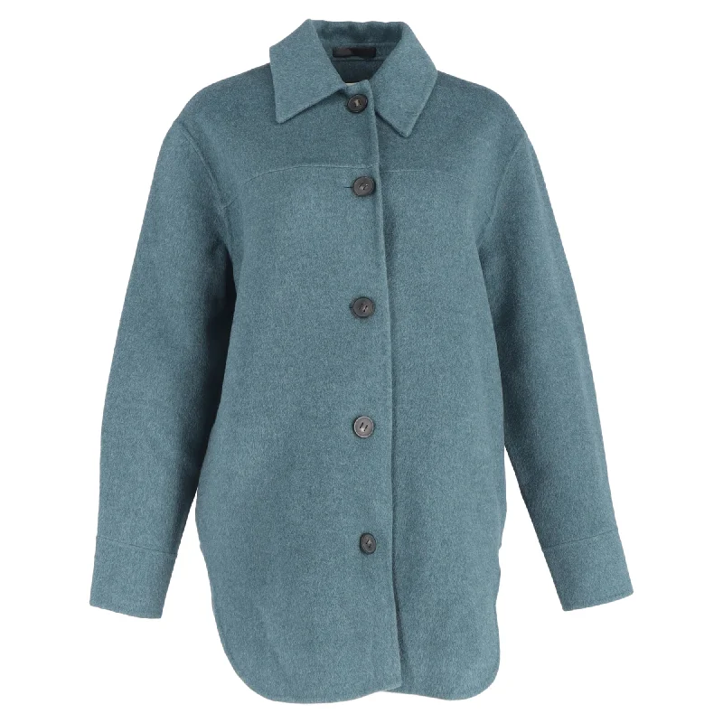 Women's Clothes For Special Occasions Acne Studios Buttoned Overshirt Jacket in Blue Wool