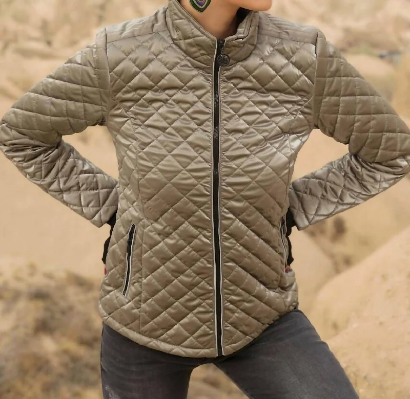 Stylish Women's Outerwear Apparel Woven Coat In Taupe