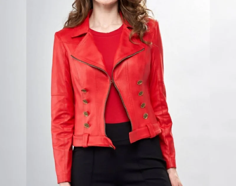 Affordable Fashion Clothing For Women Solid Vegan Jacket Scarlet