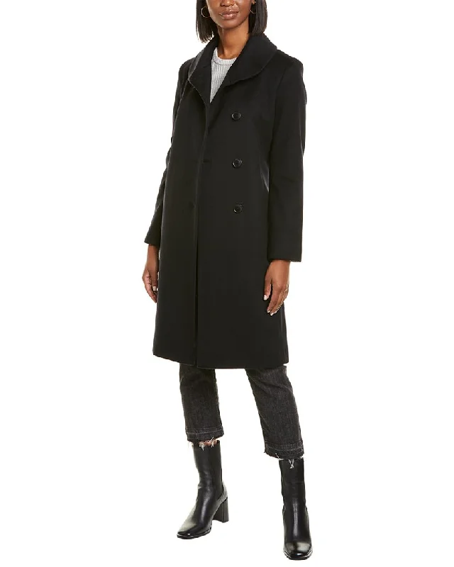 Stylish Women's Apparel sofiacashmere Round Collar Wool & Cashmere-Blend Coat