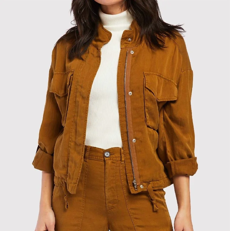 Limited-Stock Clothing Sale – Shop Before It's Too Late Rogue Roll Tab Sleeve Jacket In Golden Brown