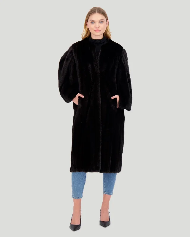 Women's Classic Outfit Mink Short Coat with Cape Top