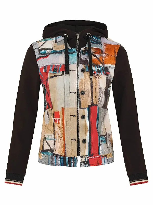 Women's Comfy Loungewear Outfit Hooded Jacket In Multi