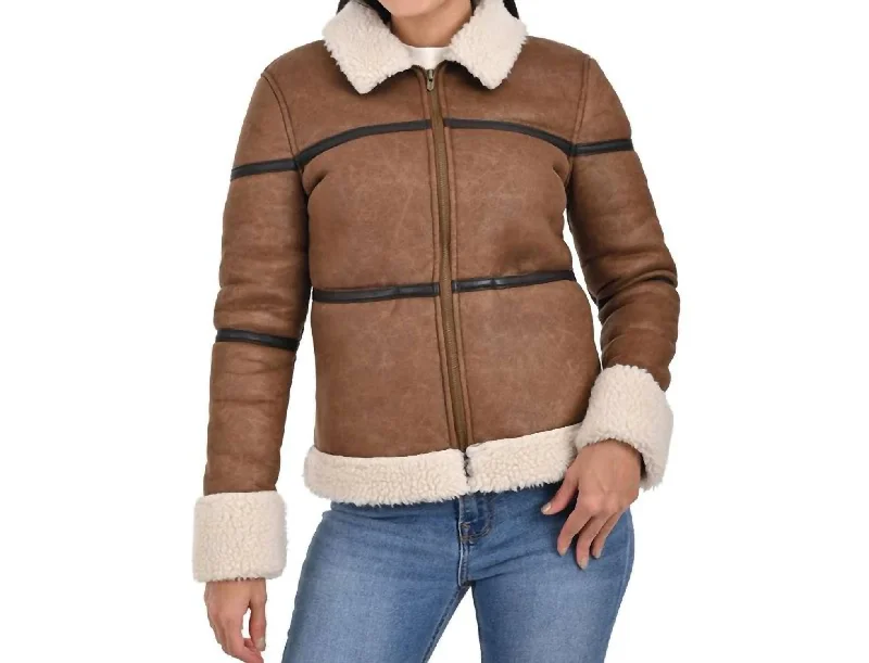 Women's Wardrobe Apparel Sherpa Jacket In Capuccino