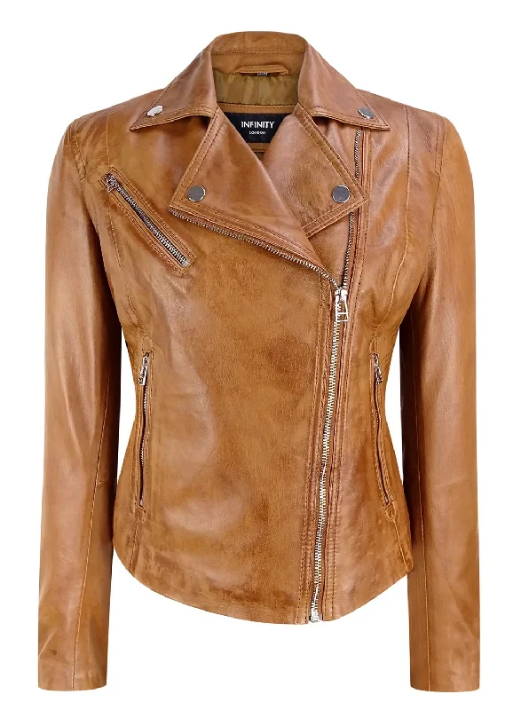 Women's Activewear Outfit Brando Biker Nappa Leather Jacket