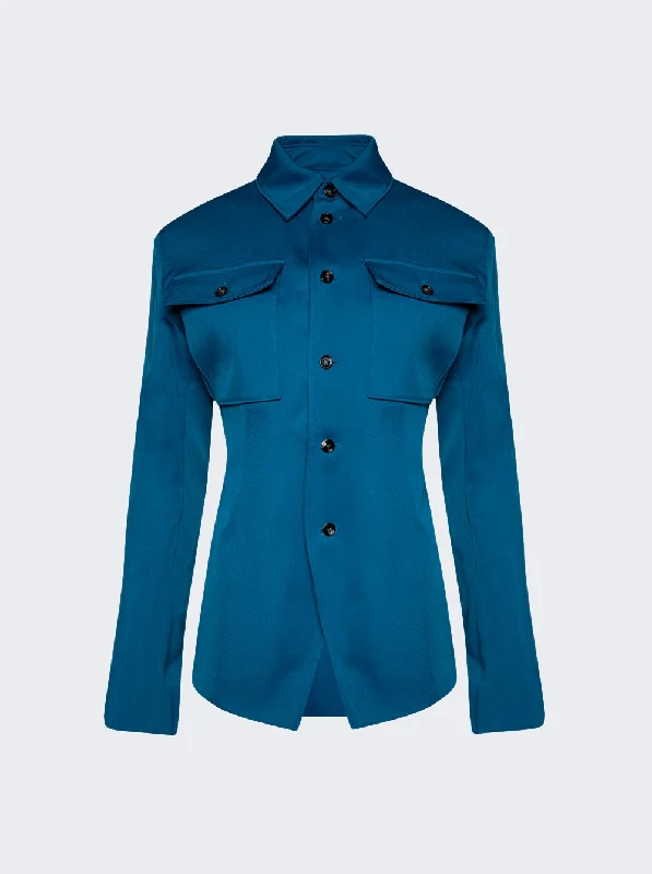 Sustainable Women's Apparel Wool Gabardine Shirt Jacket