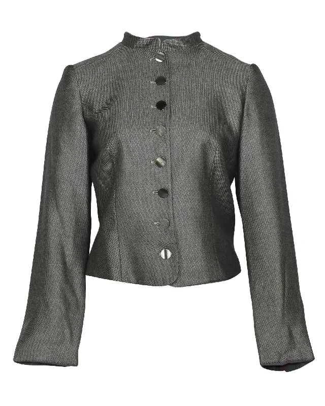 Comfortable Garments For Women Giorgio Armani Mandarin Collar Jacket in Grey Cashmere