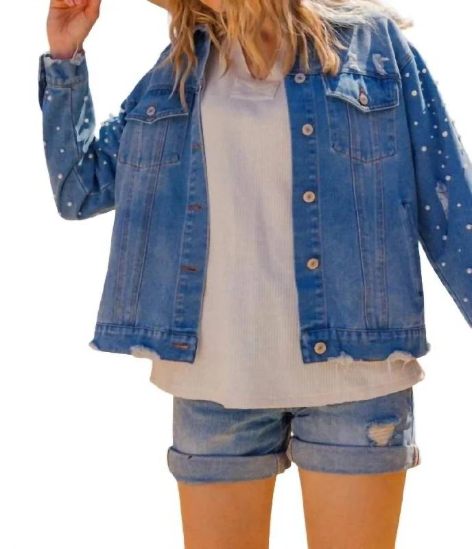 Seasonal Wardrobe Refresh – Shop Stylish Looks For Less Pearl Denim Jacket In Blue