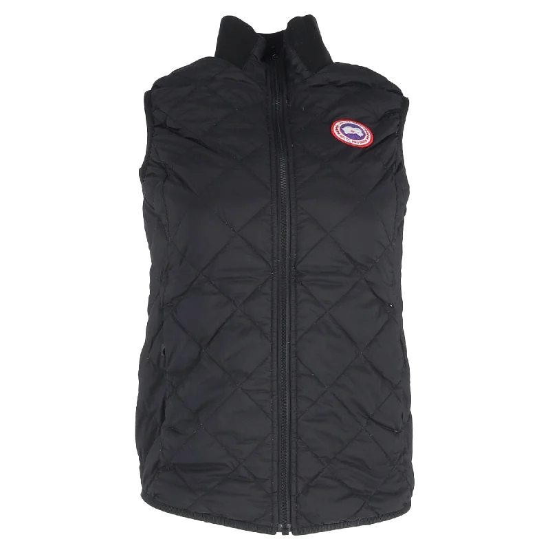 Women's Transitional Garments Canada Goose Logo Patch Down Vest Jacket in Black Polyamide