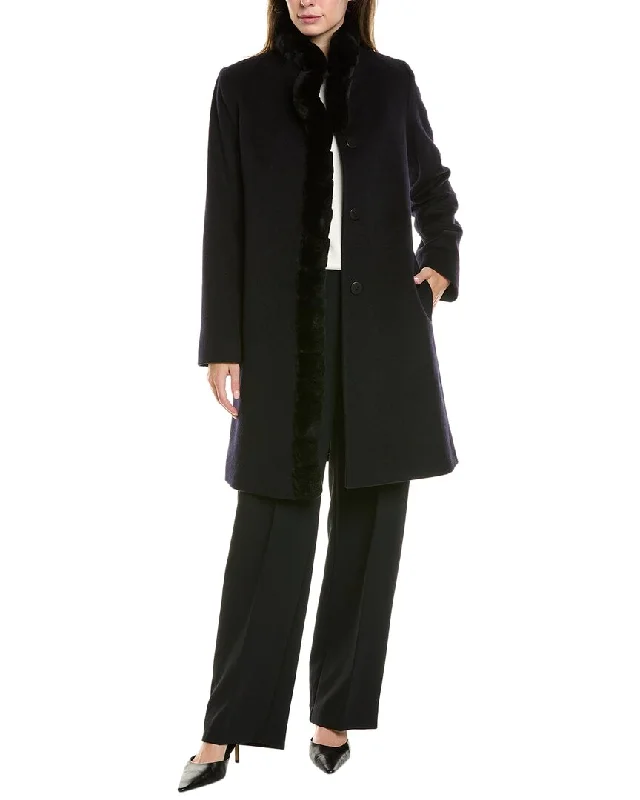 Classic Women's Clothing Styles FLEURETTE Long Wool-Blend Coat