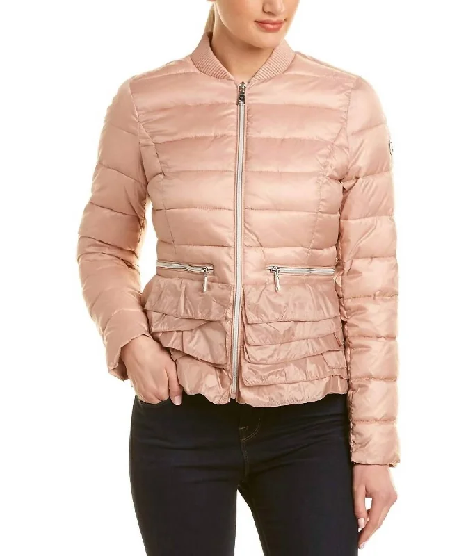 Women's Everyday Clothes Emily Ruffled Bomber Jacket In French Pink