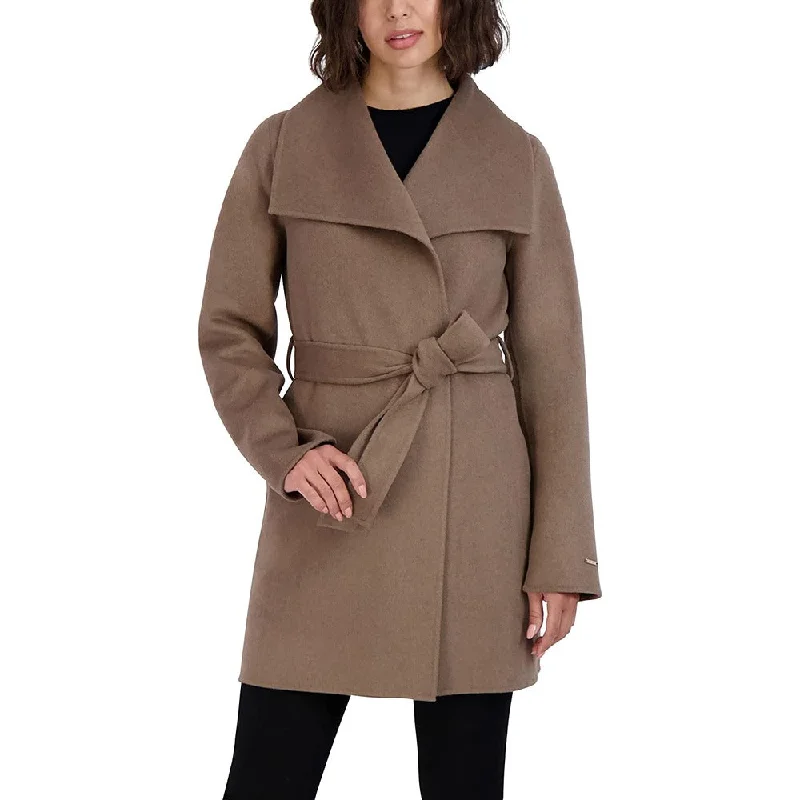 Big Discounts On Premium Fashion Collections Tahari Women's Mink Wool Wrap Coat Belted Jacket