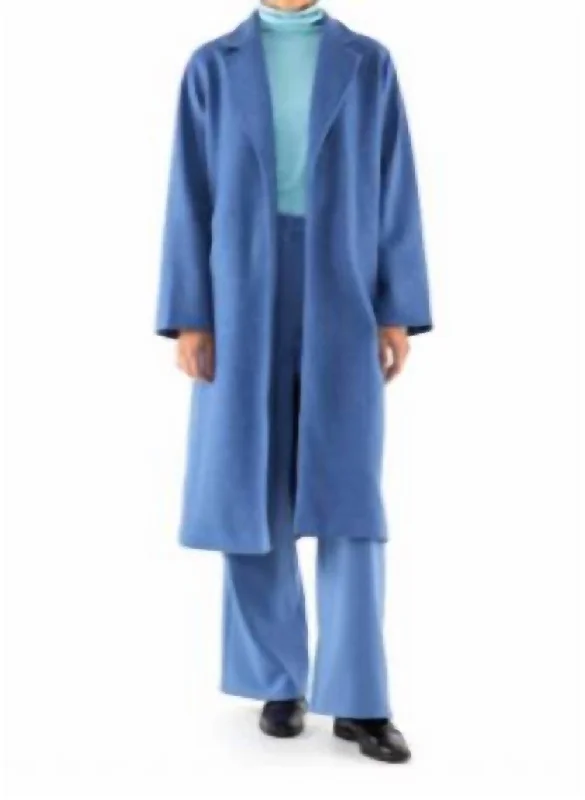 Women's Transitional Garments Midi Coat With Lapel Collar In Blue