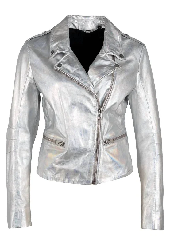 Fashion Clearance Sale – Grab The Best Deals Today Women's Adeni Leather Jacket In Holographic