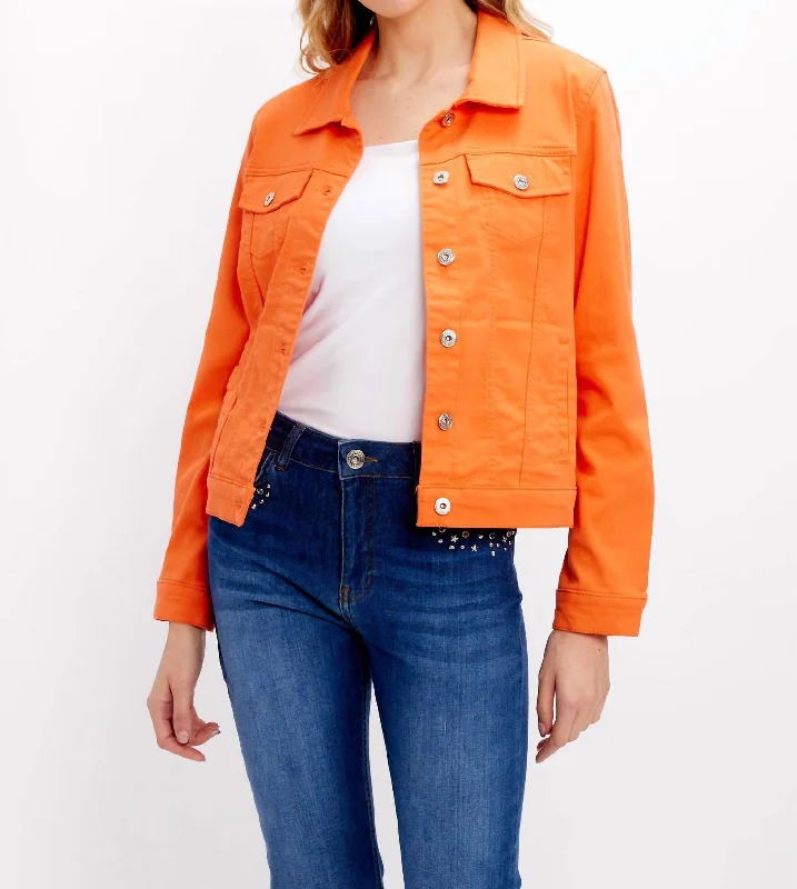 Women's Athletic Outfit Casual Everyday Buttoned Jacket In Orange