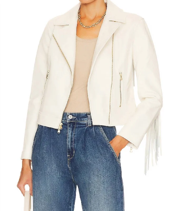 Classic Women's Apparel Kravitz Fringe Jacket In Cream