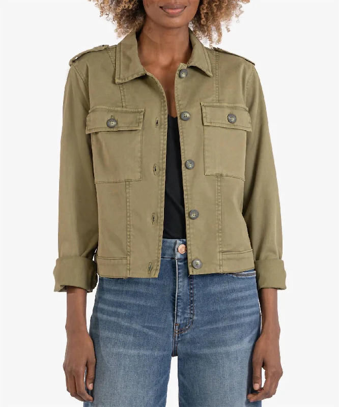 The Ultimate Fashion Sale – Stylish Looks For Less Rosalyn Twill Trucker Jacket In Olive