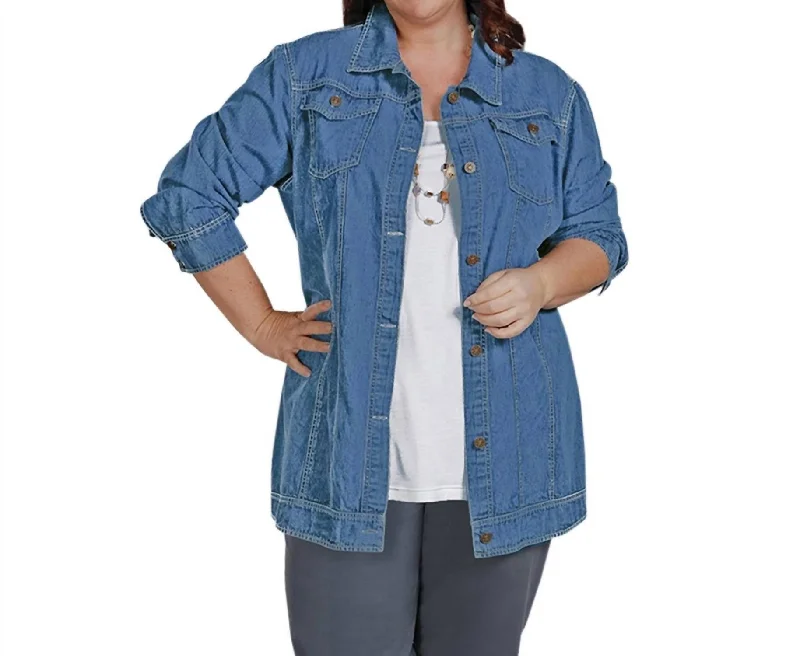 Women's Holiday Clothing Premium Long Sleeve Rydel Denim Jacket - Plus Size In Light Wash Denim