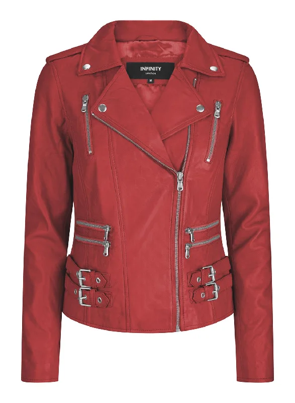 Women's Evening Apparel Leather Racing Biker Jacket