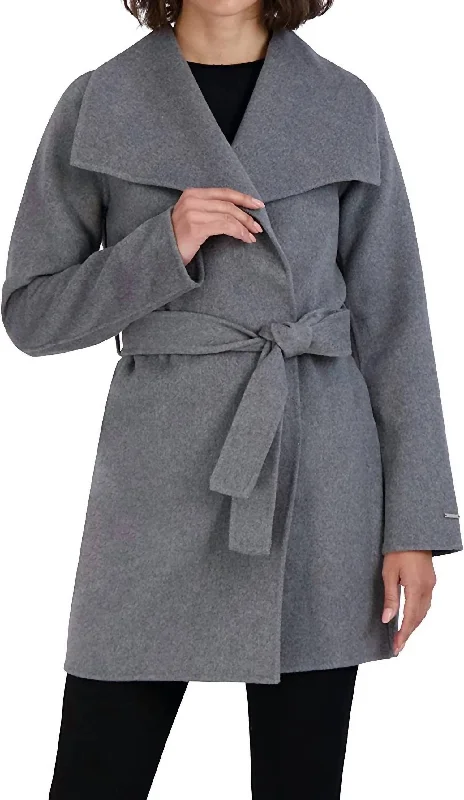 Women's Elegant Clothing Sets Ella Wool Wrap Coat In Ash Gray