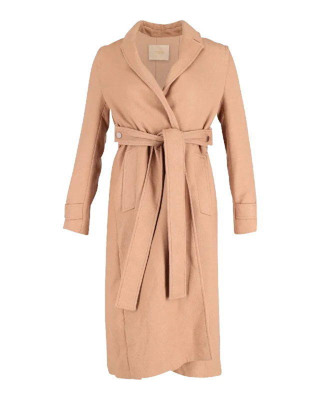 Fashion-Forward Styles At Incredible Discounts Maje Gump Pleated Trench Coat in Beige Polyester