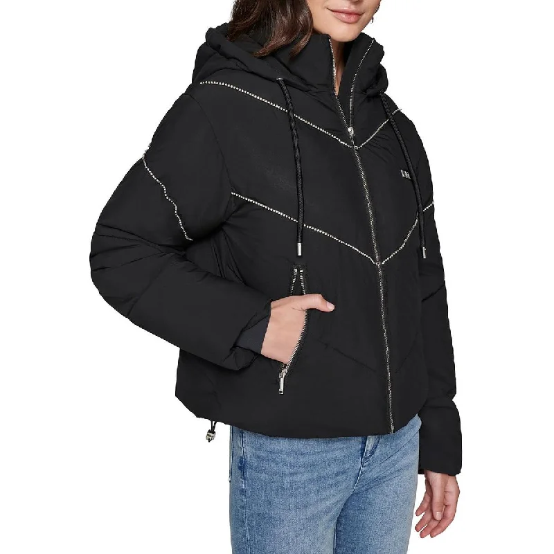 Comfortable Women's Apparel Womens Embellished Quilted Puffer Jacket