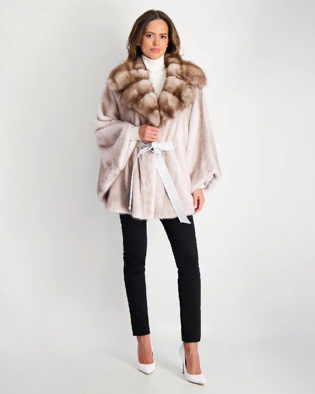 Women's Chic Apparel Mink Jacket with Stone Marten Collar