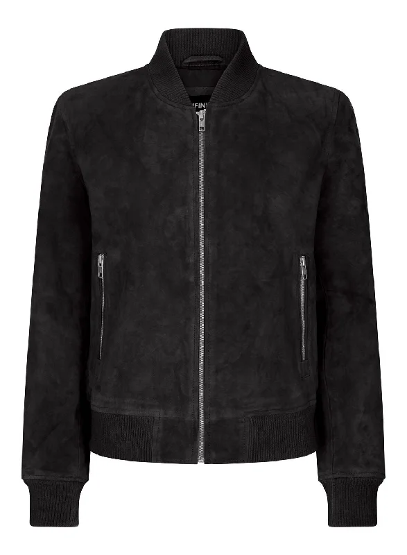 Affordable Women's Clothing Varsity Suede Bomber Jacket Leather