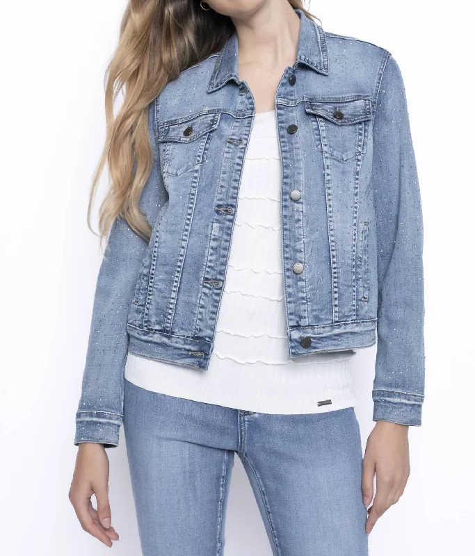 Women's Everyday Clothes Bling Jacket In Light Denim