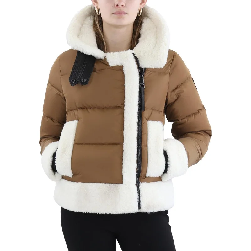 Women's Romantic Outfit Womens Insulated Sherpa Trim Puffer Jacket