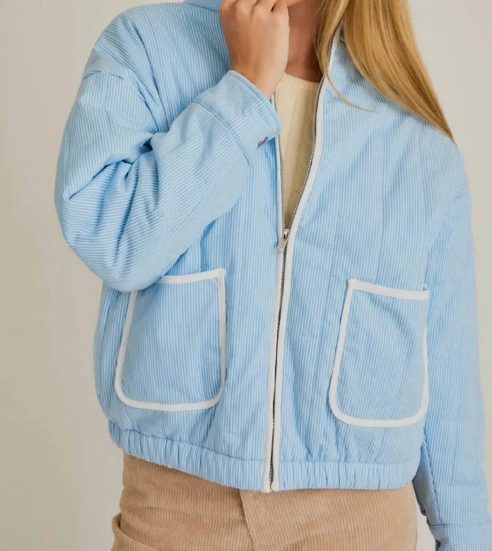 Women's Seasonal Clothes Cloudline Quilted Jacket In Baby Blue/white