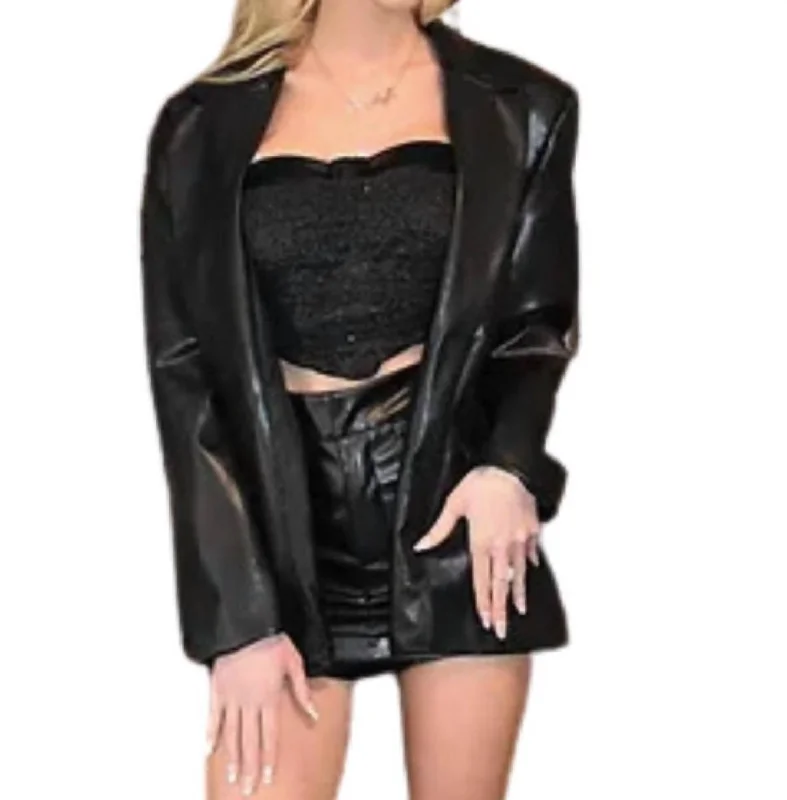 Vintage-Inspired Garments Faux Leather Jacket In Black