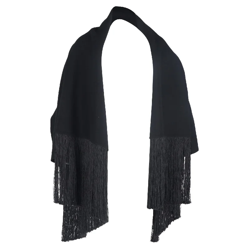 Refresh Your Wardrobe With Exclusive Discounts Totême Fringed Scarf Jacket in Black Wool