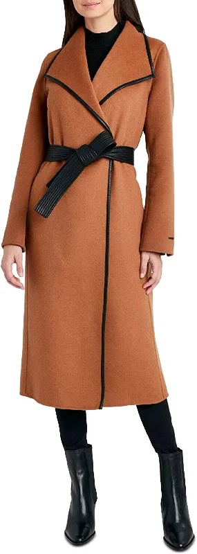 Fashionable Women's Clothes Women Black Juliette Double Face Wool Belted Coat In Caramel