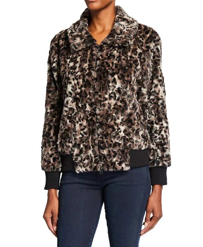 Affordable Luxury – Chic Clothing At Special Prices Leopard Faux Fur Bomber Jacket In Multi