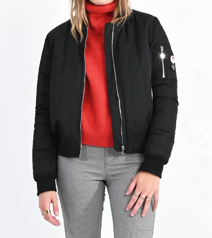 High-Fashion Women's Clothing Classic Bomber Jacket In Black