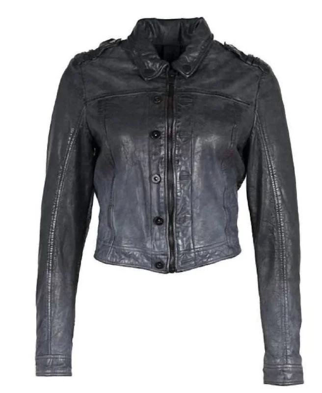 Fashionable Women's Outfit Faira Leather Jacket In Black