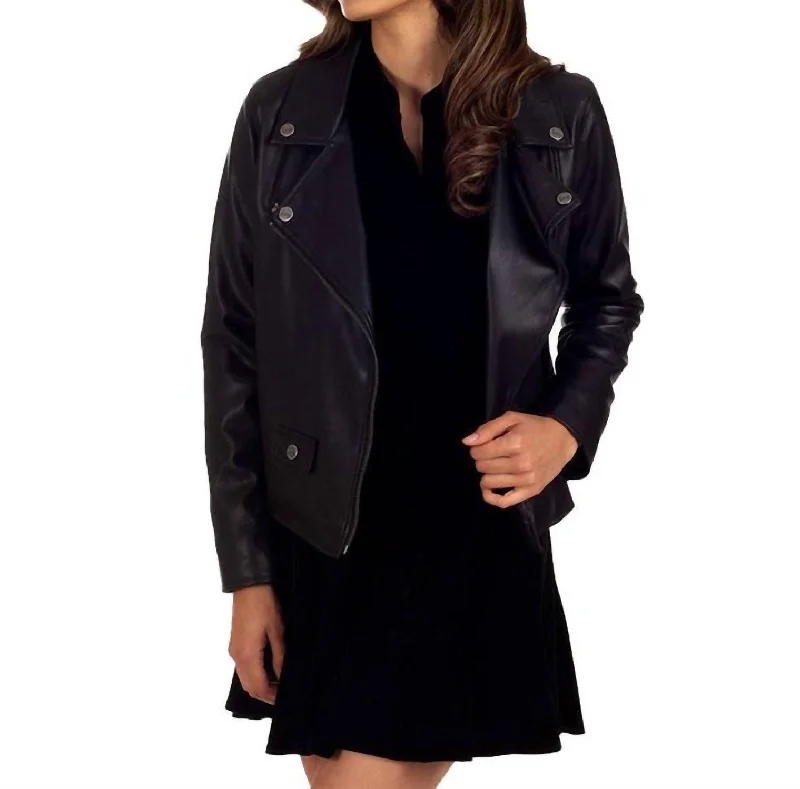 Women's Plus-Size Garments Faux-Leather Biker Jacket In Black