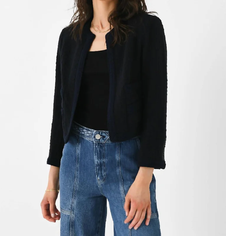 Women's Trendy Garments Ollie Cropped Tweed Jacket In Maritime Navy