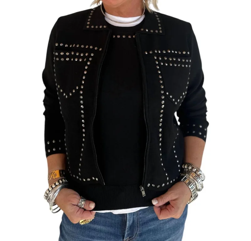 Premium Fashion At Budget-Friendly Prices Be Serious Studded Jacket In Black