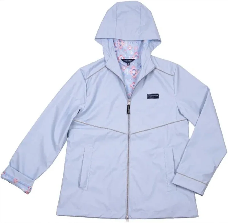 Women's Clothes For Special Occasions Full Zip Rain Jacket In Surf