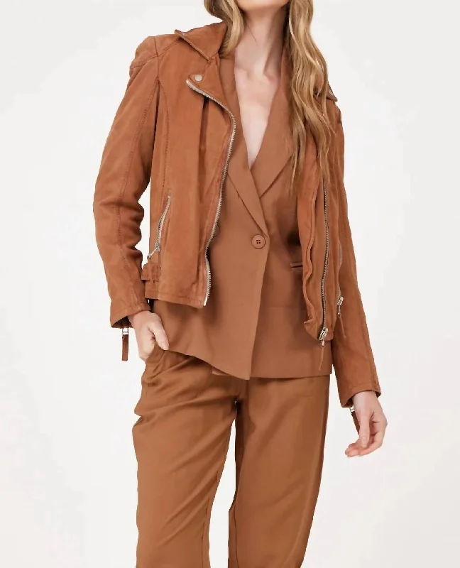 Fashionable Women's Casual Apparel Karyn Leather Jacket In Cognac