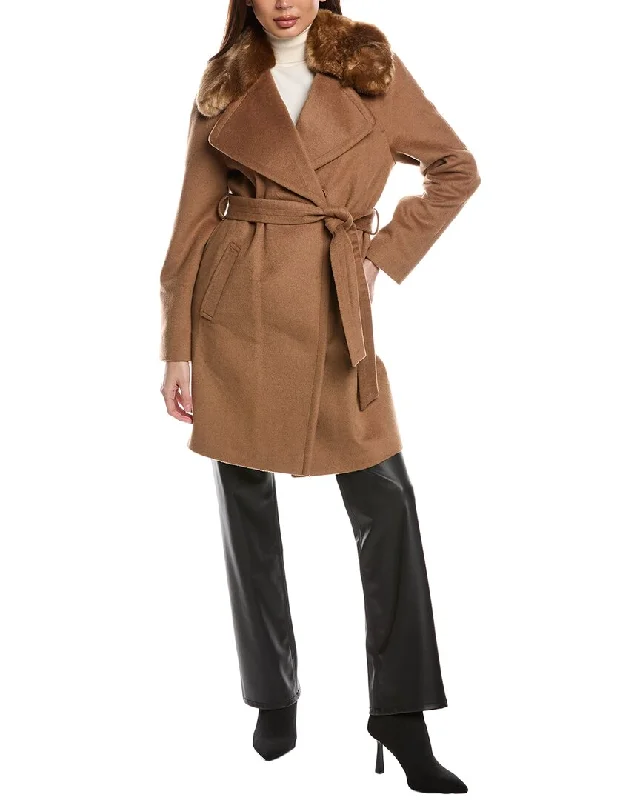 Women's Activewear Garments Via Spiga Wool-Blend Wrap Coat