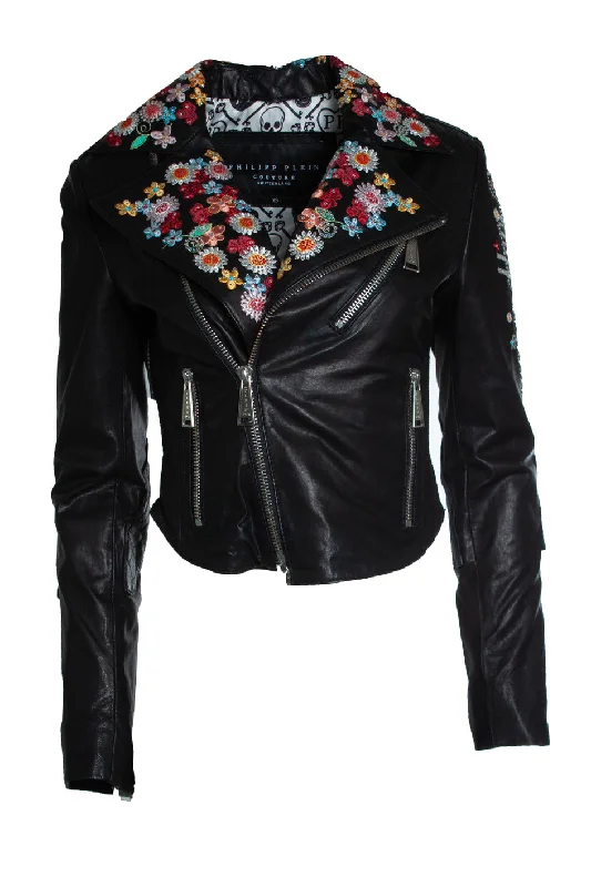 Charming Everyday Clothing For Women leather jacket with embroidery