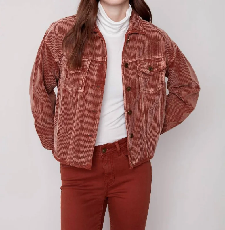 Big Savings On Modern And Classic Fashion Looks Washed-Out Corduroy Jacket In Cinnamon