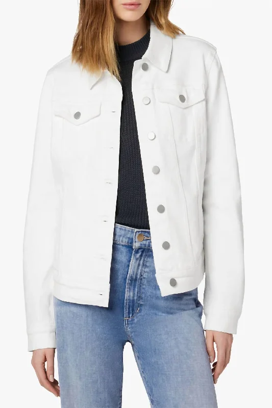 Women's Plus-Size Casual Outfit Relaxed Denim Jacket In White