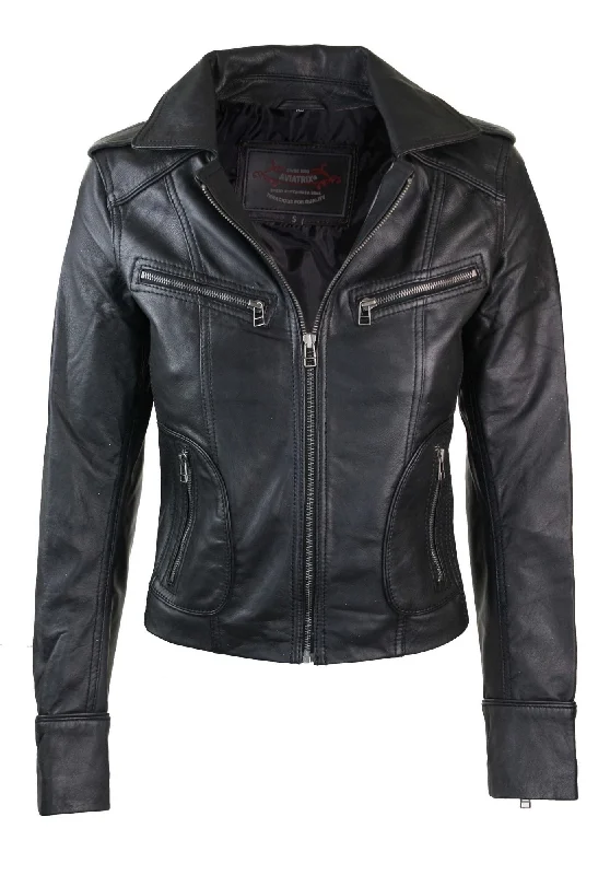 Women's Loungewear Clothes Real Leather Motorcycle Short Slim Jacket