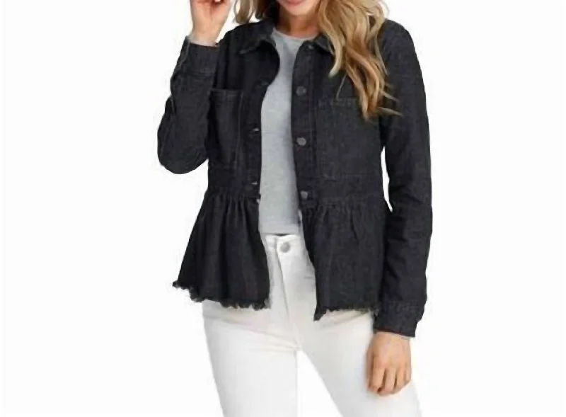 Trendy Athleisure Clothing For Women Banks Denim Jacket In Black